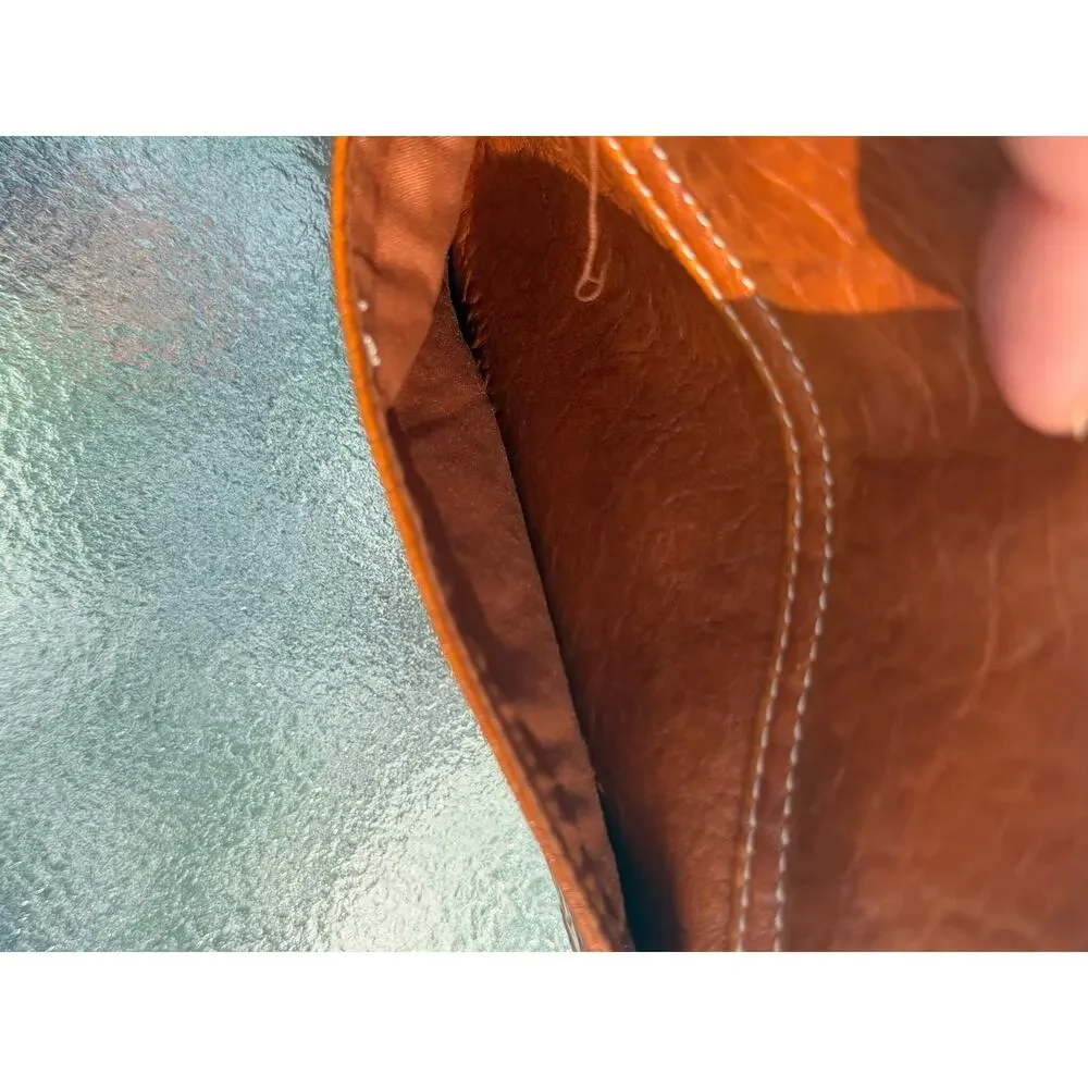 Unbranded Brown Faux Leather Wristlet Clutch Buckle Zip Pocket